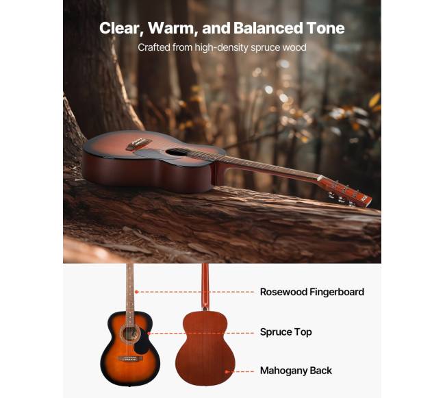 Drednoto akustinė gitara su priedais, 40 cm1