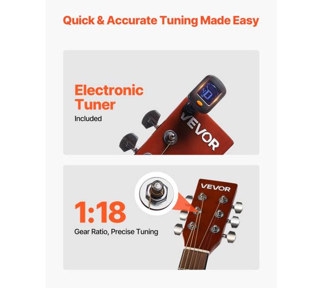 Drednoto akustinė gitara su priedais, 40 cm3