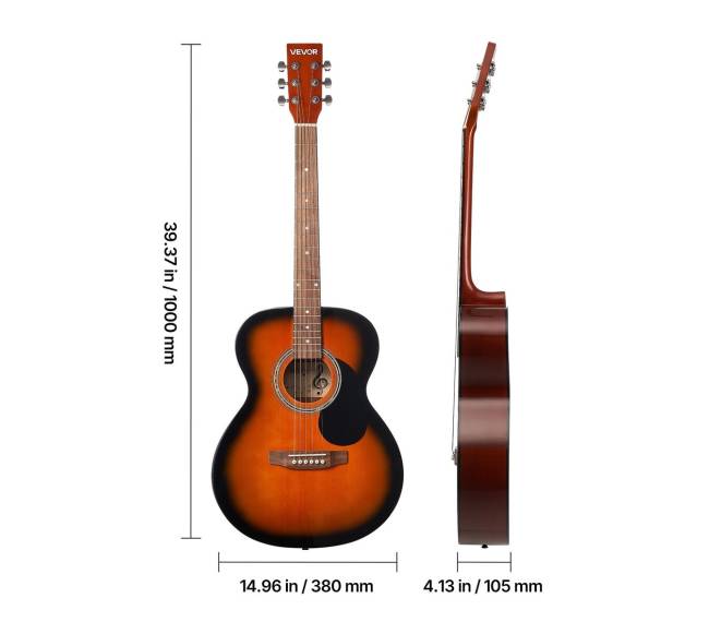Drednoto akustinė gitara su priedais, 40 cm8