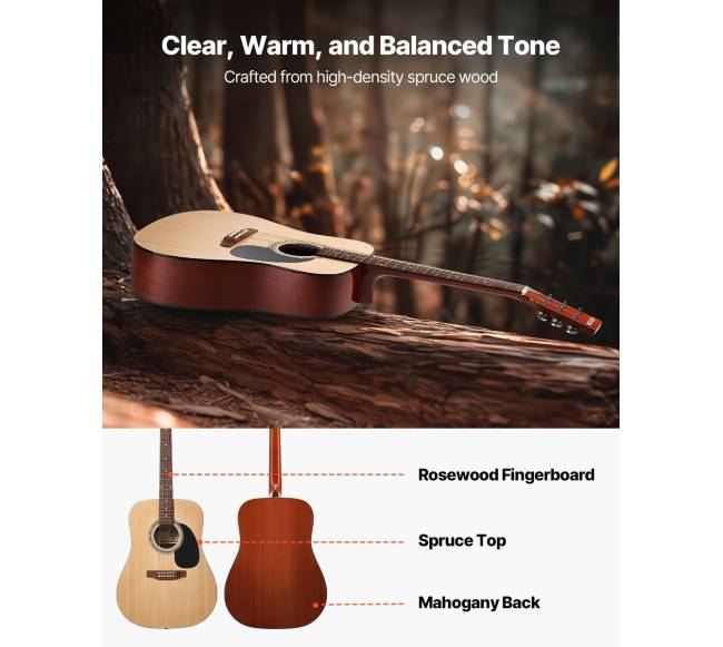 41 in Dreadnought akustinė gitara komplektas pradedantiesiems1