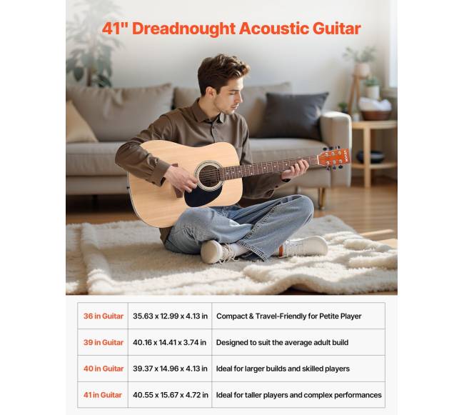 41 in Dreadnought akustinė gitara komplektas pradedantiesiems2