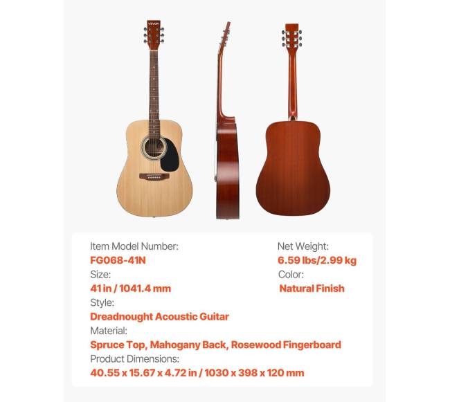 41 in Dreadnought akustinė gitara komplektas pradedantiesiems6