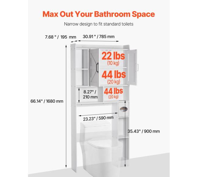 Baltas vonios spintelė virš tualeto1