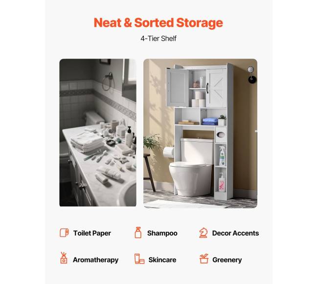 Baltas vonios spintelė virš tualeto3