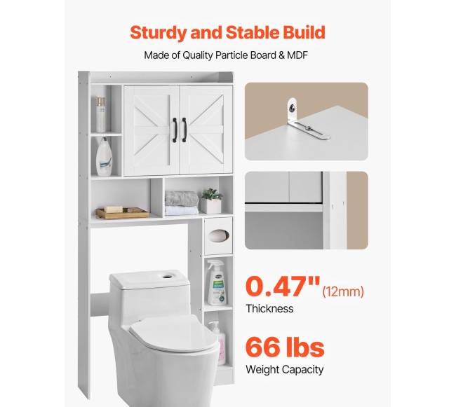 Baltas vonios spintelė virš tualeto4