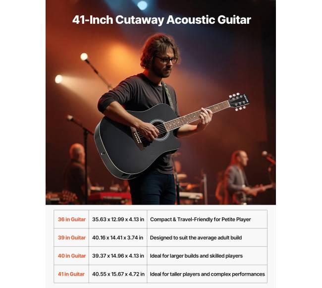 41 cm akustinė gitara su dėklu juoda2