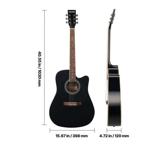 41 cm akustinė gitara su dėklu juoda8
