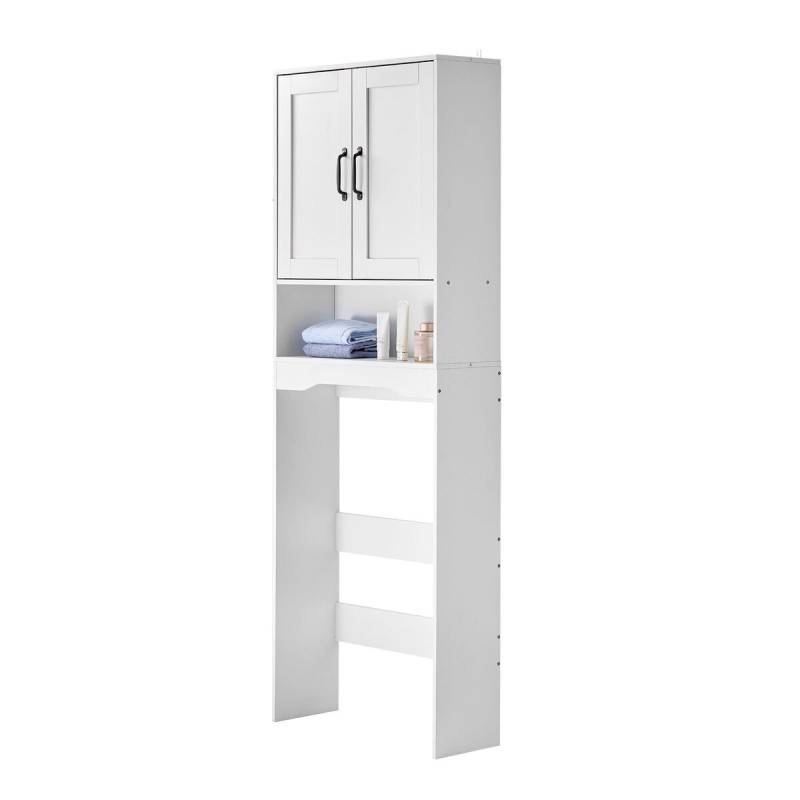 Baltas vonios spintelė virš tualeto su lentyna0