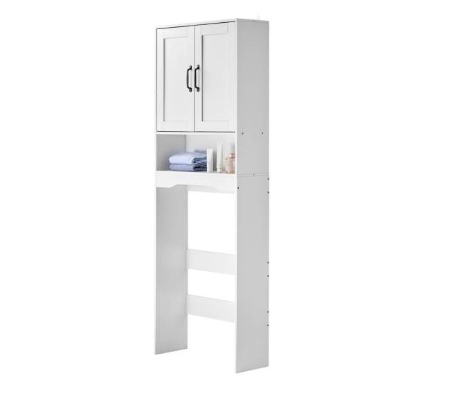 Baltas vonios spintelė virš tualeto su lentyna8