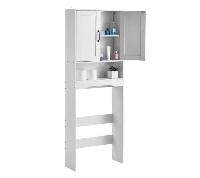 Baltas vonios spintelė virš tualeto su lentyna9
