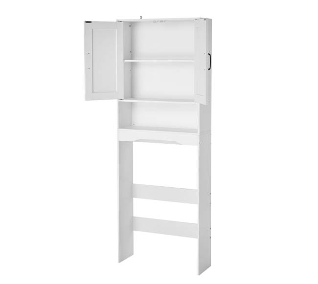 Baltas vonios spintelė virš tualeto su lentyna10