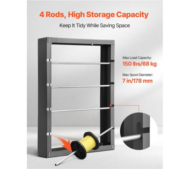 vielų ritės laikiklis su 4 reguliuojamomis strypais1