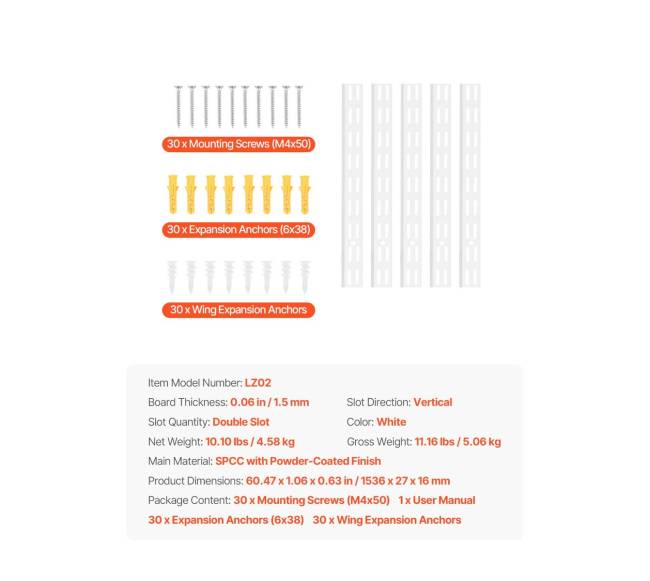 60 colių reguliuojama sieninė lentyna 5 vnt.6