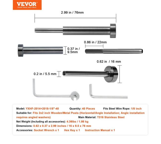 40 vienetų nematoma turėklų įranga6