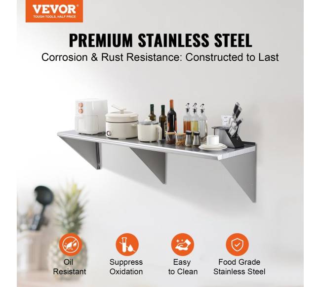 72 x 18 cm nerūdijančio plieno sieninė lentyna1