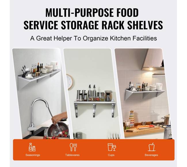 72 x 18 cm nerūdijančio plieno sieninė lentyna5