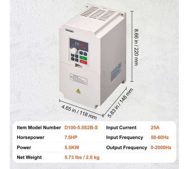 Keitiklis 5.5KW 25A 220V į 3 fazes6