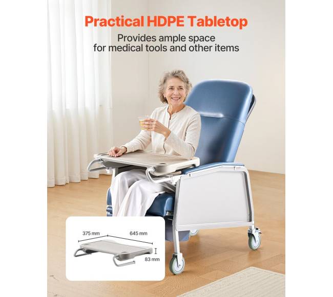 Reguliuojama geriatrinė kėdė su staliuku4