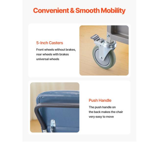 Reguliuojama geriatrinė kėdė su staliuku5