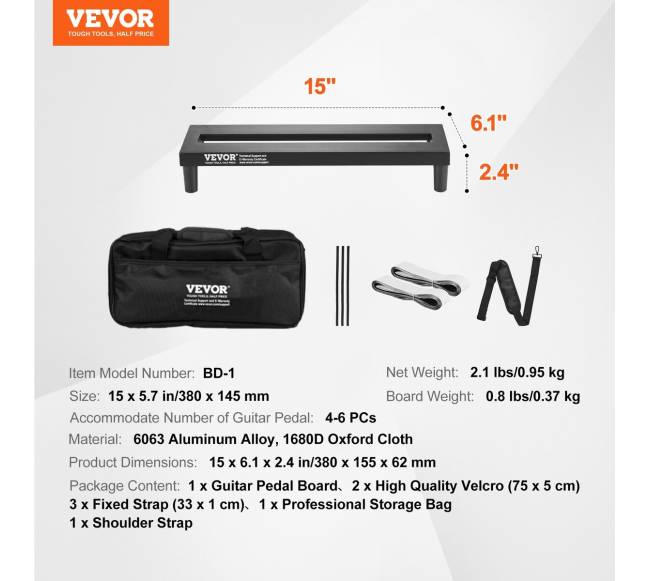 gitaros pedalų lenta, aliuminio 380 mm6