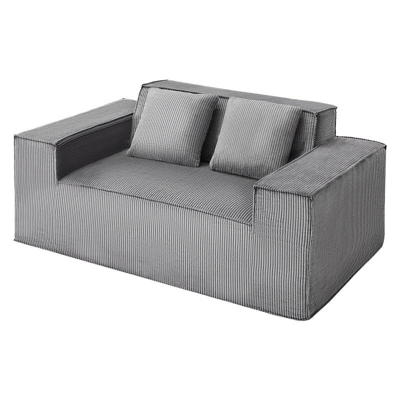 Dviejų vietų šviesiai pilkas sofa be surinkimo0