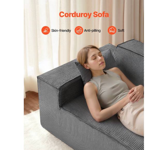 Dviejų vietų šviesiai pilkas sofa be surinkimo1