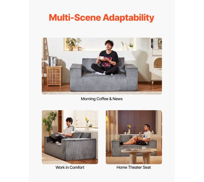 Dviejų vietų šviesiai pilkas sofa be surinkimo6