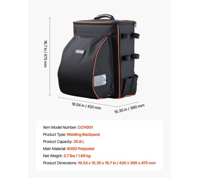 Suvirinimo kuprinė iš 600D poliesterio 35.6L6