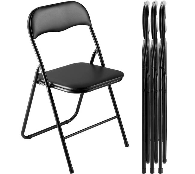 Keturių sulankstomų odinių kėdžių komplektas su paminkštinimu0