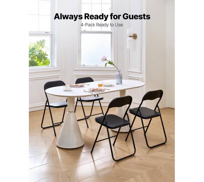 Keturių sulankstomų odinių kėdžių komplektas su paminkštinimu1