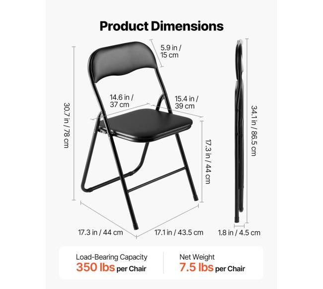 Keturių sulankstomų odinių kėdžių komplektas su paminkštinimu2