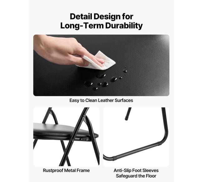 Keturių sulankstomų odinių kėdžių komplektas su paminkštinimu4