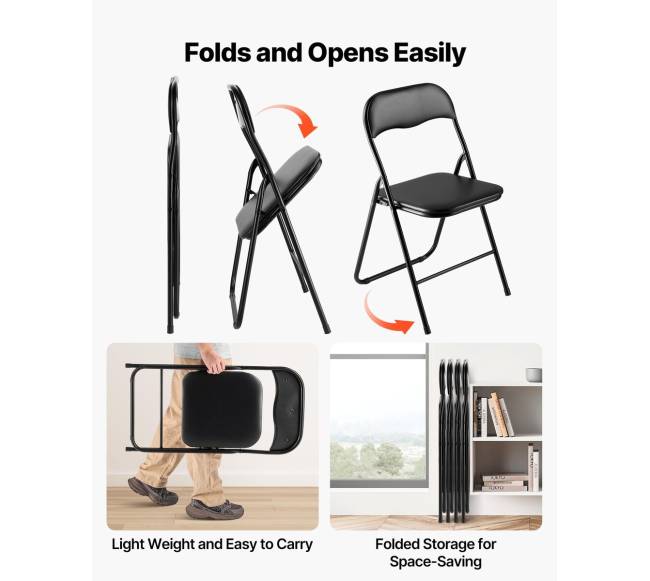 Keturių sulankstomų odinių kėdžių komplektas su paminkštinimu5