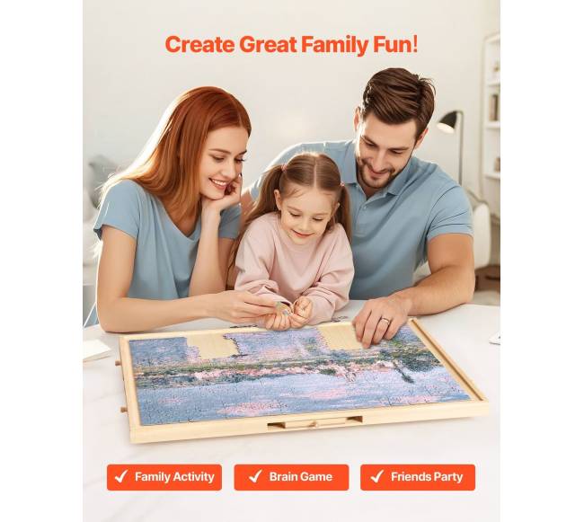 Medinė dėlionių lenta su stalčiais 1000 detalių5