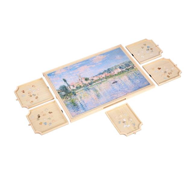 Medinė dėlionių lenta su stalčiais 1000 detalių9