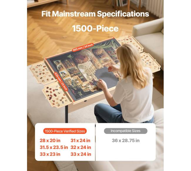 1500 dalių dėlionių stalas su reguliuojamomis kojelėmis1