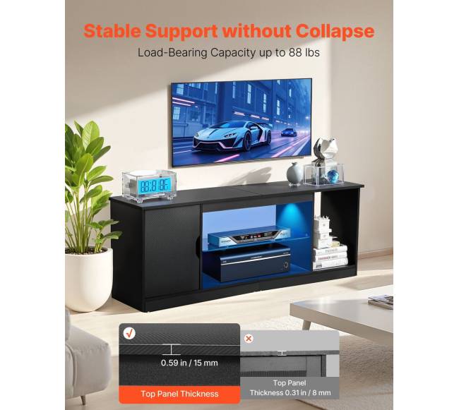 TV stovas iki 165 cm su stikline lentyna4