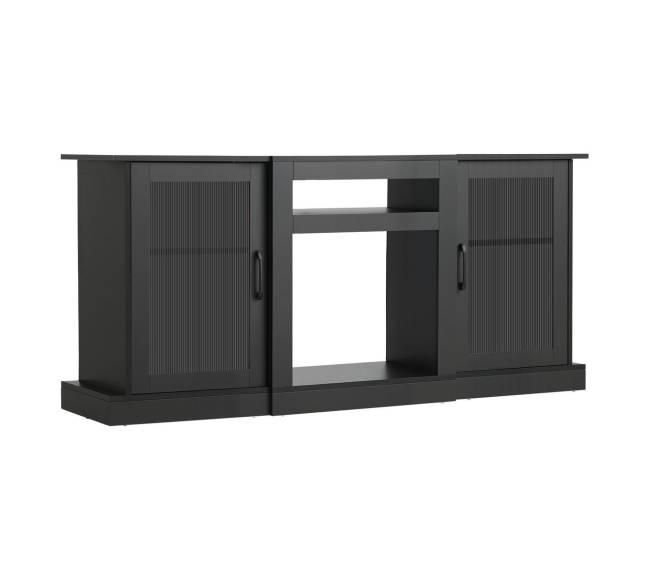 TV staliukas iki 65 colių televizoriams su stiklinėmis durimis0