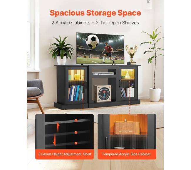 TV staliukas iki 65 colių televizoriams su stiklinėmis durimis2