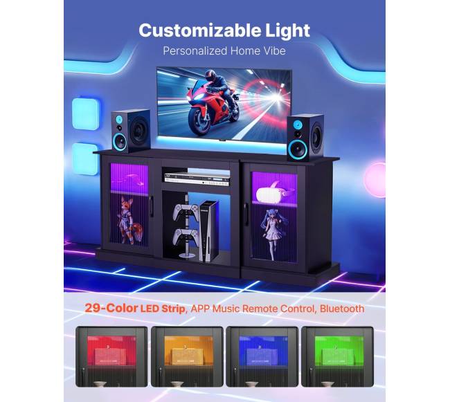 TV staliukas iki 65 colių televizoriams su stiklinėmis durimis3