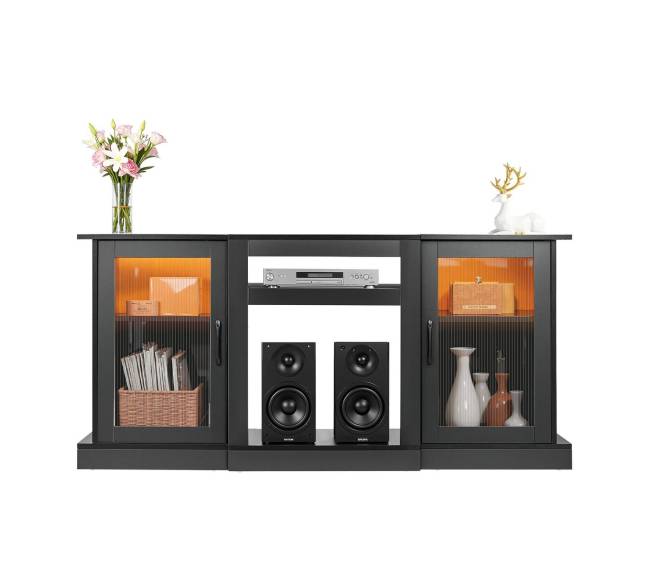 TV staliukas iki 65 colių televizoriams su stiklinėmis durimis9