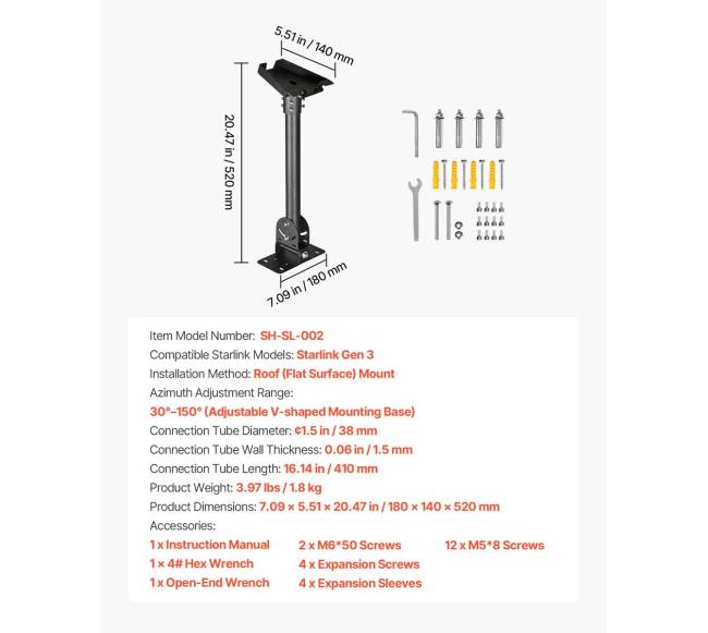 Reguliuojamas Starlink Gen 3 stogo laikiklis6