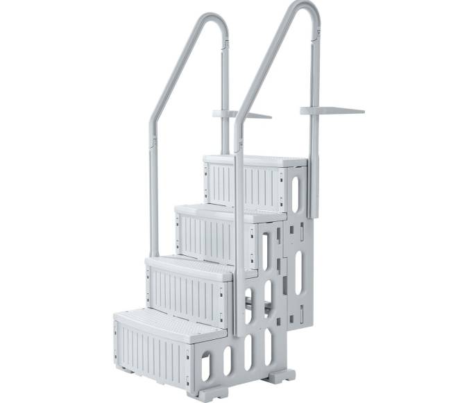 4 pakopų pilka kopėčių sistema baseinui0