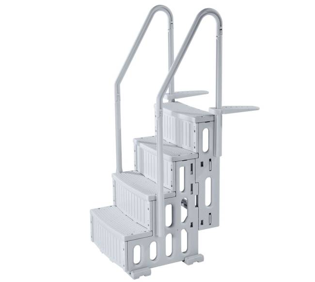 4 pakopų pilka kopėčių sistema baseinui9