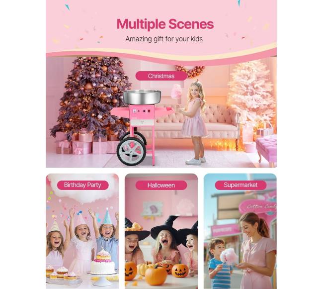 Komercinė cukraus vatos mašina su vežimėliu5