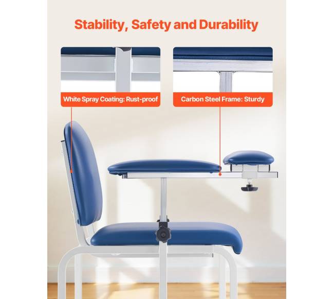 Kraujo ėmimo kėdė su reguliuojamais porankiais3