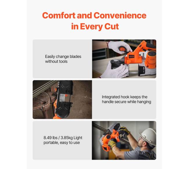 Nešiojama 20V akumuliatorinė juostinė pjūklas5