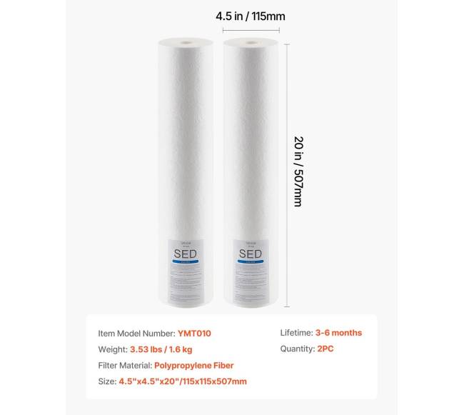 Viso namo vandens filtro keitimo kasetė 11,5 cm x 50 cm6