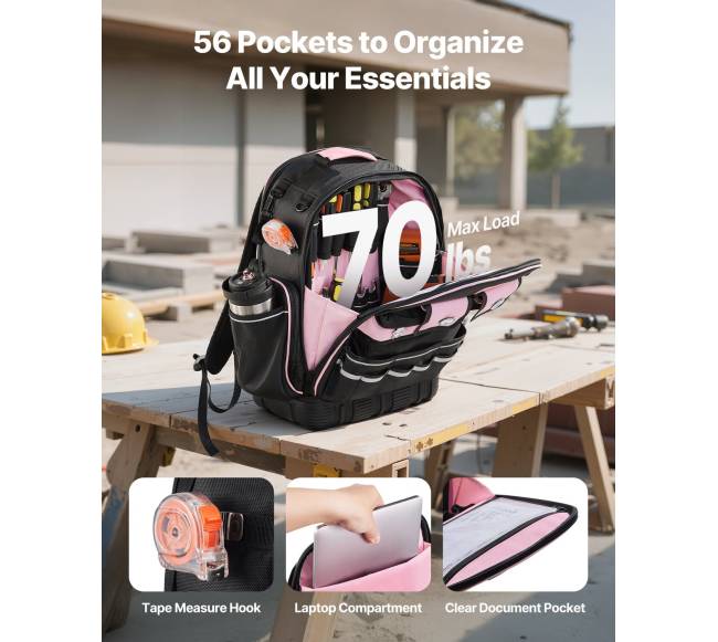 Įrankių kuprinė elektrikai su 56 kišenėmis1