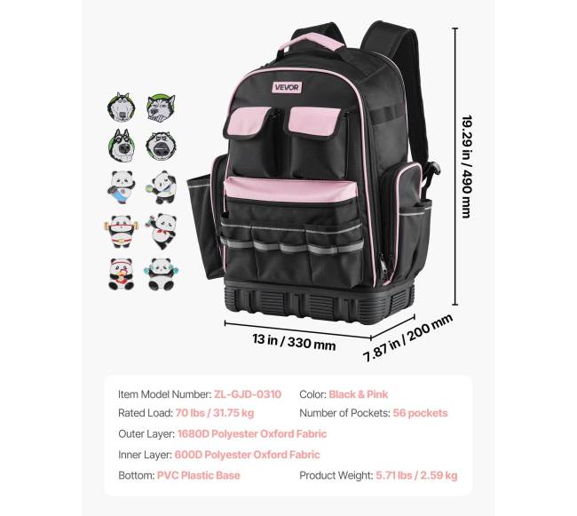 Įrankių kuprinė elektrikai su 56 kišenėmis6